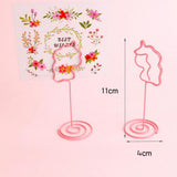 Max 6 Pack Tall Table Number Cards Photo Holder Paper Menu Clips, (Pink) Animal