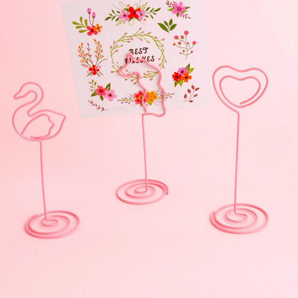 Max 6 Pack Tall Table Number Cards Photo Holder Paper Menu Clips, (Pink) Animal