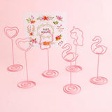 Max 6 Pack Tall Table Number Cards Photo Holder Paper Menu Clips, (Pink) Animal