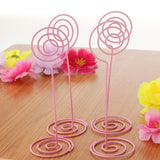 Max 6 Pack Tall Table Number Cards Photo Holder Paper Menu Clips, (Pink) Round