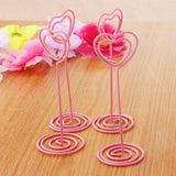 Max 6Pcs 85mm Heart Shaped Tall Table Number Cards Photo Holder Paper Menu Clips