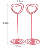 Max 6Pcs 85mm Heart Shaped Tall Table Number Cards Photo Holder Paper Menu Clips