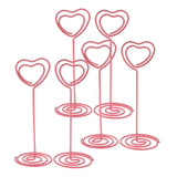 Max 6Pcs 85mm Heart Shaped Tall Table Number Cards Photo Holder Paper Menu Clips