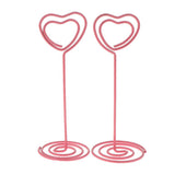 Max 6Pcs 85mm Heart Shaped Tall Table Number Cards Photo Holder Paper Menu Clips