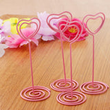 Max 6Pcs 85mm Heart Shaped Tall Table Number Cards Photo Holder Paper Menu Clips