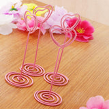 Max 6Pcs 85mm Heart Shaped Tall Table Number Cards Photo Holder Paper Menu Clips