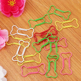 Max 50 Pieces Colorful Metal Bone Shape Paper Clips Office Bookmarks Stationery