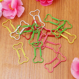 Max 50 Pieces Colorful Metal Bone Shape Paper Clips Office Bookmarks Stationery