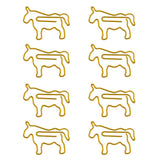 Max 8 Pieces Gold Metal Horse Shape Paper Clips Office Bookmarks Stationery