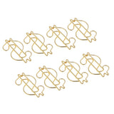 Max 8 Pcs Metal Metal Paper Clip Hand Account Bookmark Stationery Dollar Sign