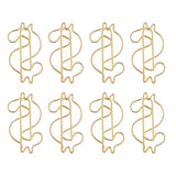 Max 8 Pcs Metal Metal Paper Clip Hand Account Bookmark Stationery Dollar Sign