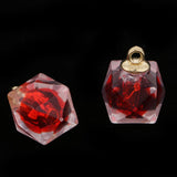 Maxbell 10x Clear Resin Polygon Crystal Pendants Jewelry Making Charms red