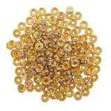 Maxbell 200Pcs 8mm Gold Plated Rhinestone Rondelle Spacer Beads for jewelery Making