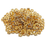 Maxbell 200Pcs 8mm Gold Plated Rhinestone Rondelle Spacer Beads for jewelery Making