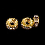 Maxbell 200Pcs 8mm Gold Plated Rhinestone Rondelle Spacer Beads for jewelery Making