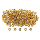 Maxbell 200Pcs 8mm Gold Plated Rhinestone Rondelle Spacer Beads for jewelery Making
