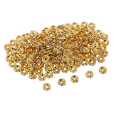 Maxbell 200Pcs 8mm Gold Plated Rhinestone Rondelle Spacer Beads for jewelery Making