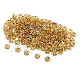 Maxbell 200Pcs 8mm Gold Plated Rhinestone Rondelle Spacer Beads for jewelery Making