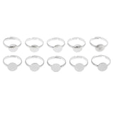 Max 10 Pieces Lots Silver Plated Ring Blanks Adjustable 10mm Flat Pad Handmade Finger Rings Findings DIY Supplies Pad for Jewelry Making