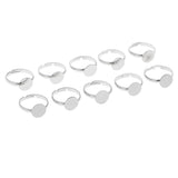 Max 10 Pieces Lots Silver Plated Ring Blanks Adjustable 10mm Flat Pad Handmade Finger Rings Findings DIY Supplies Pad for Jewelry Making