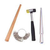 Max 1 Set Ring Sizer Stick Mandrel Finger Gauge Hammer Measuring Jewelry Tools