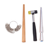 Max 1 Set Ring Sizer Stick Mandrel Finger Gauge Hammer Measuring Jewelry Tools