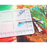 Maxbell Fashion Design Large White Paint Tray Palettes with 23 Grids Thumb Hole Kids DIY Painting Tool