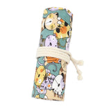 Max Cat Pattern Canvas Pencil Bags Pen Case Painting Brush Pouch Roll Up Holders