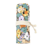 Max Cat Pattern Canvas Pencil Bags Pen Case Painting Brush Pouch Roll Up Holders