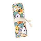 Max Cat Pattern Canvas Pencil Bags Pen Case Painting Brush Pouch Roll Up Holders