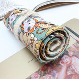 Max Cat Pattern Canvas Pencil Bags Pen Case Painting Brush Pouch Roll Up Holders