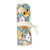 Max Cat Pattern Canvas Pencil Bags Pen Case Painting Brush Pouch Roll Up Holders