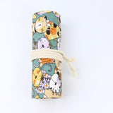 Max Cat Pattern Canvas Pencil Bags Pen Case Painting Brush Pouch Roll Up Holders