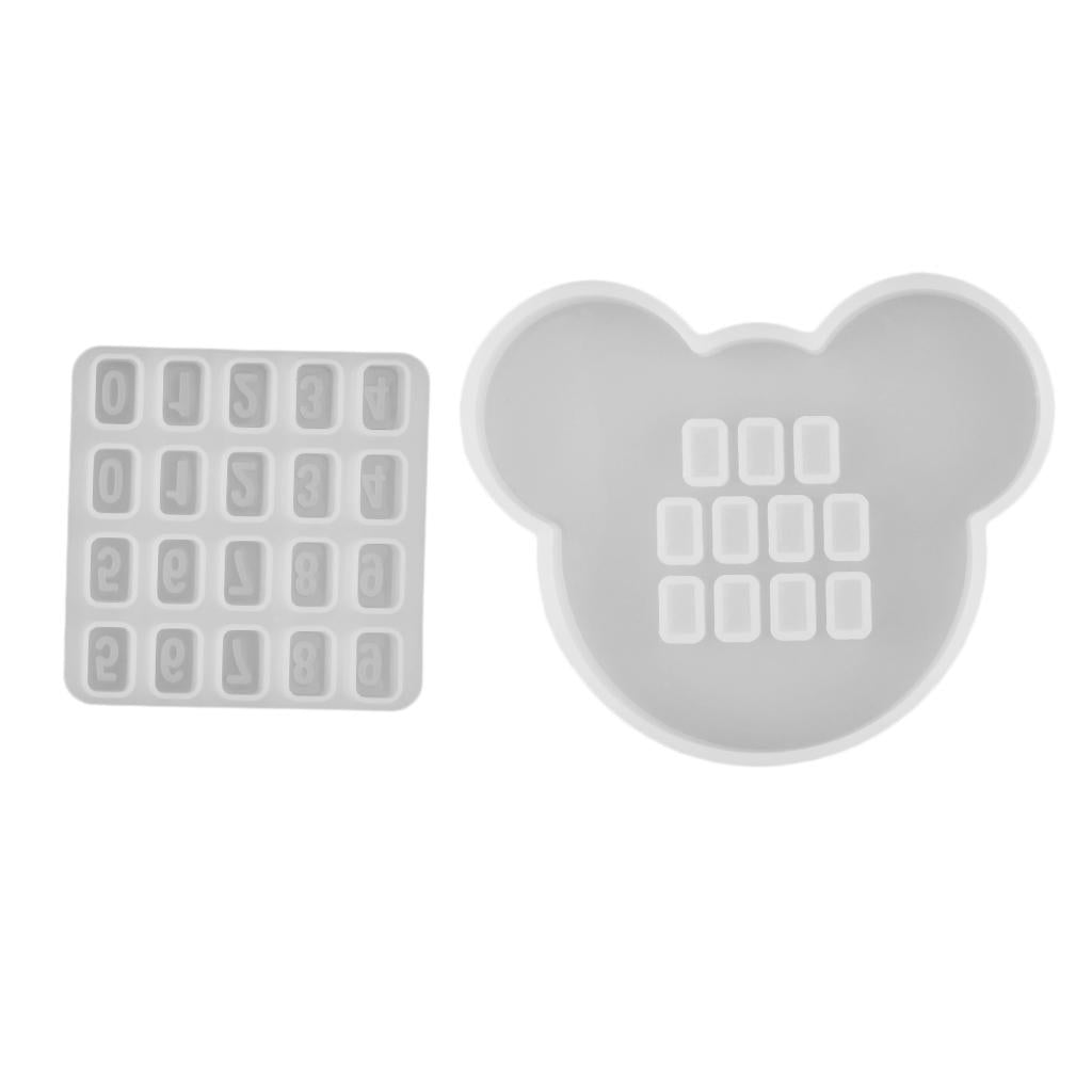 Maxbell Numbers Silicone Resin Casting Mold DIY Craft Jewelry Making Mould Bear Head