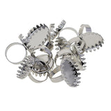 Max 10x Copper Crowns Adjustable Ring Base Blanks for Oval Cabochon White Gold