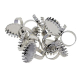 Max 10x Copper Crowns Adjustable Ring Base Blanks for Oval Cabochon White Gold