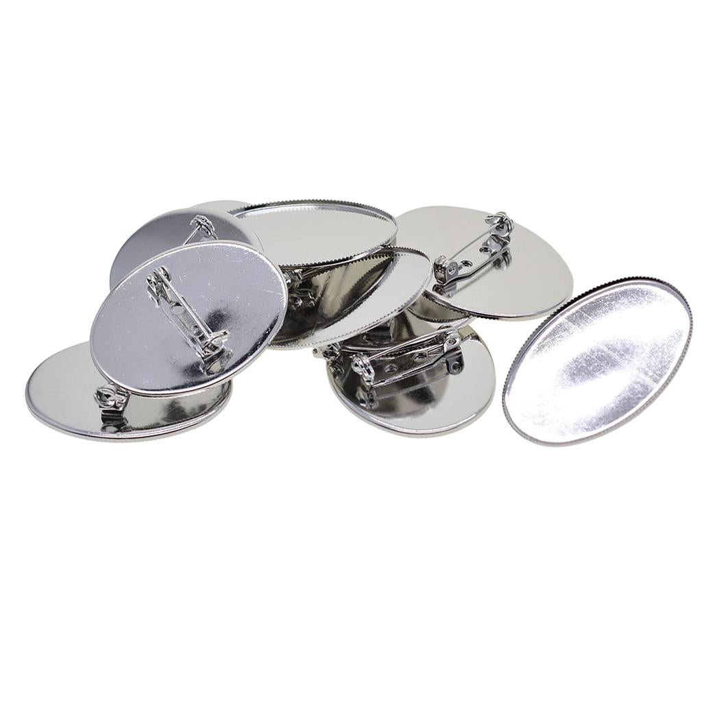 Max 10 Pieces Cabochon Brooch Setting Blanks Oval Brooch Pin Bezel Tray DIY Base