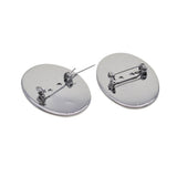 Max 10 Pieces Cabochon Brooch Setting Blanks Oval Brooch Pin Bezel Tray DIY Base