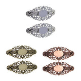 Max 2x Antique Hollowed French Clip Barrette Cabochon Blank Setting Base Silver