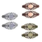 Max 2x Antique Hollowed French Clip Barrette Cabochon Blank Setting Base Silver