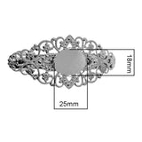 Max 2x Antique Hollowed French Clip Barrette Cabochon Blank Setting Base Silver