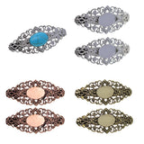 Max 2x Antique Hollowed French Clip Barrette Cabochon Blank Setting Base Silver