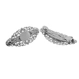 Max 2x Antique Hollowed French Clip Barrette Cabochon Blank Setting Base Silver