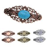 Max 2x Antique Hollowed French Clip Barrette Cabochon Blank Setting Base Silver