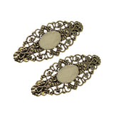Max 2x Antique Hollowed French Clip Barrette Cabochon Blank Setting Base Bronze