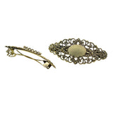 Max 2x Antique Hollowed French Clip Barrette Cabochon Blank Setting Base Bronze