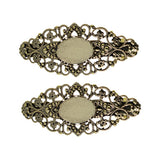 Max 2x Antique Hollowed French Clip Barrette Cabochon Blank Setting Base Bronze