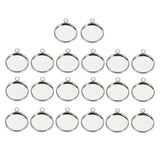 Maxbell 20Pc 10mm Silver Round Pendant Blank Cabochon Base Setting Trays DIY Jewelry