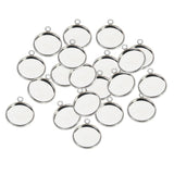 Maxbell 20Pc 10mm Silver Round Pendant Blank Cabochon Base Setting Trays DIY Jewelry