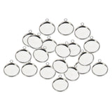 Maxbell 20Pc 10mm Silver Round Pendant Blank Cabochon Base Setting Trays DIY Jewelry